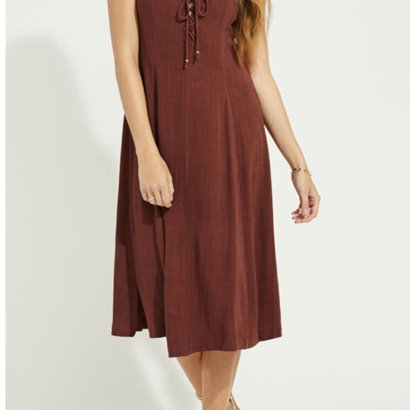 Gentle Fawn Wesley Linen Dress Beige XS | Cottagecore Boho Minimalist Chic - Picture 7 of 9